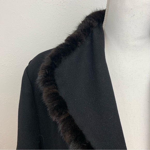 Fleurette Loro Piana Wool Mink Fur Trim Coat Black - Picture 8 of 15